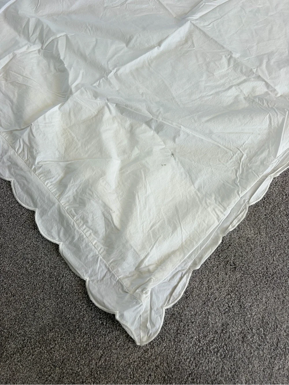 Scalloped white cotton twin duvet from One Kings Lane